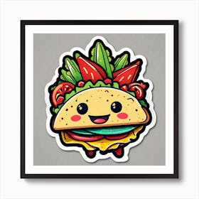 Mexican Taco Sticker 2d Cute Fantasy Dreamy Vector Illustration 2d Flat Centered By Tim Burt (16) Art Print