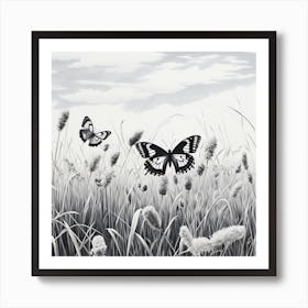 Butterflies In The Grass 3 Art Print