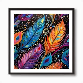 Colorful Feathers 5 Art Print