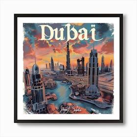 Dubai Skyline Art Print