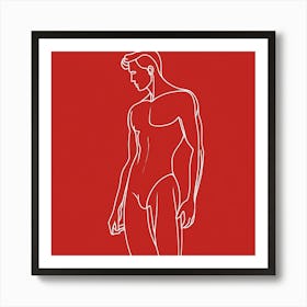 Muscular Man Anatomy Red drawing Art Print