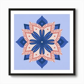 Modern mandala - coral and blue Poster