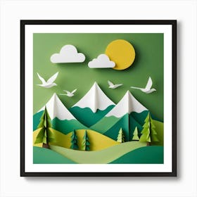 Paper - Mountains Stock Videos & Royalty-Free Footage 1 Art Print