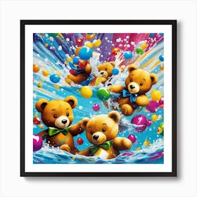 Teddy Bears In The Water 2 Art Print