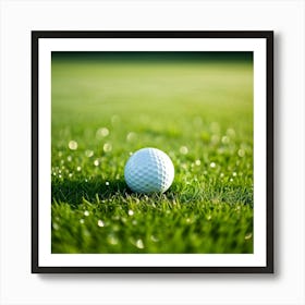 Golf Ball Positioned Center Frame On A Lush Green Fairway Morning Dew Clinging To The Textured Surf (4) Art Print