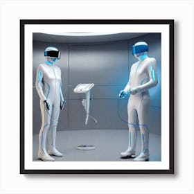 Futuristic Man And Woman Art Print