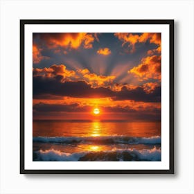 Sunset Over The Ocean Art Print