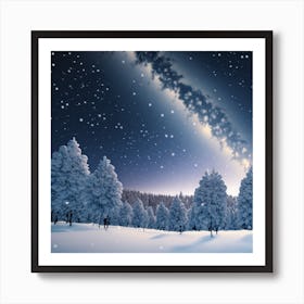 Snowy Night Sky Art Print