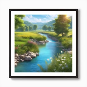 River In The Countryside 15 Art Print