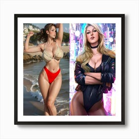 Two Women In Bikinis 12 Art Print