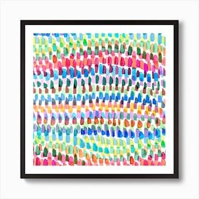 Artsy Strokes Stripes Colorful Square Art Print