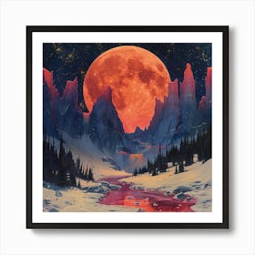 Full Moon In The Mountains Art Print