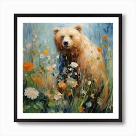 Bear and flowers 4 Art Print