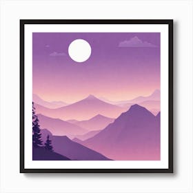 Misty mountains background in purple tone 45 Art Print