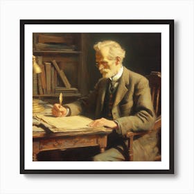 Man Writing At A Desk Art Print