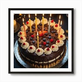 Birthday Cake With Candles 1 Art Print