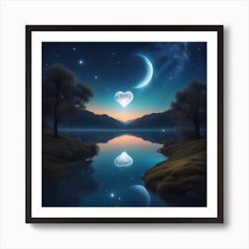 Moon And Heart Art Print