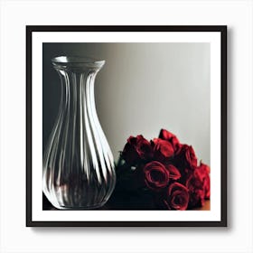 Empty Vase And Roses Art Print