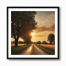 Country Road At Sunset 1 Art Print