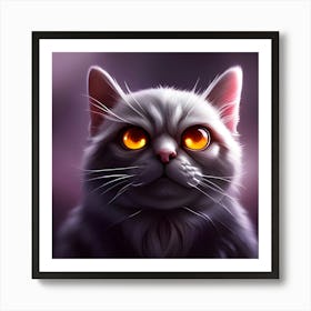 Cat With Yellow Eyes Art Print