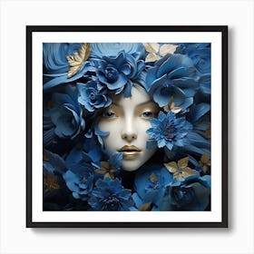 Blue Flower Head Art Print