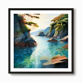 Watercolor Purau Bay Landscape Studio Photography Complex Details High Detail Art Print