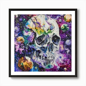 Skull In Space 2 Art Print