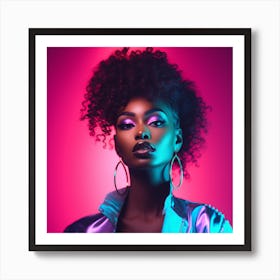 Artwork of Dazzling Confidence, A Neon Ode to Black Girl Magic Art Print