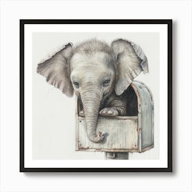 Elephant In Mailbox Art Print