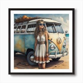 Vw Bus wall art work Art Print