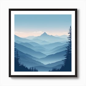 Misty mountains background in blue tone 84 Art Print