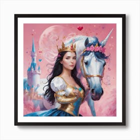 Princess And Unicorn Art Print