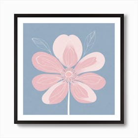 A White And Pink Flower In Minimalist Style Square Composition 699 Art Print