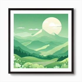 Misty mountains background in green tone 107 Art Print