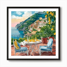 Amalfi View With Lemons Travel Painting Italy Art Print 1 Art Print