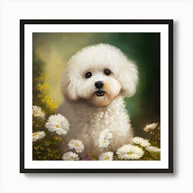 Poodle In Flowers Art Print