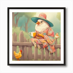 Chicken In A Hat Art Print