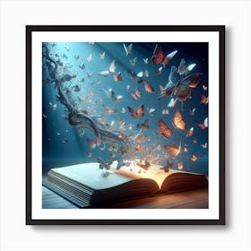 Open Book With Butterflies Art Print