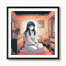 Manga Girl In A Room 1 Art Print