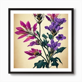 Jea Coan Flax3 Floral Botanical Vintage Poster Flower Art Print Art Print