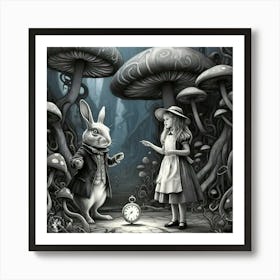 Alice And The Clock Art Print