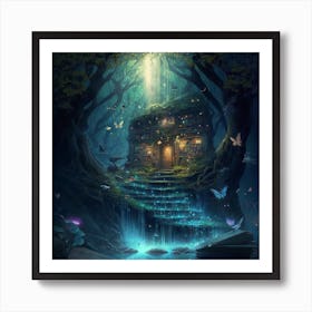 Myeera Arcane Library Floating Hidden In The Woods Waterfalls M 3b3feeb9 5fd0 49b8 Ad35 01dee2a90ef0 Art Print