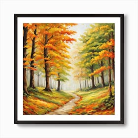 Forest In Autumn In Minimalist Style Square Composition 232 Art Print