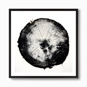 Tree Rings Abstraction in Black and White 3 Art Print