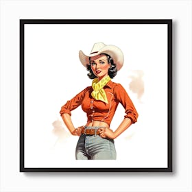 Retro Retro Cowgirl 5 Art Print