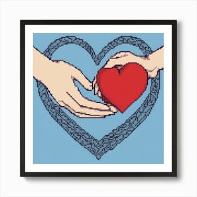 Heart Of Love, A Heart Formed By Two Hands Coming Together Illustrating Connection And Affection Art Print