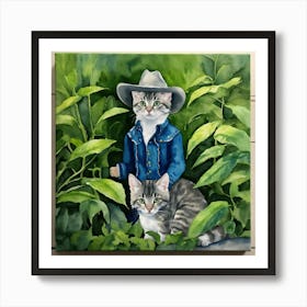 Cowboy Cats Art Print