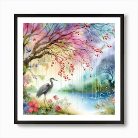 Heron By The Lake Art Print