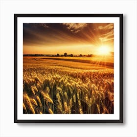 Sunset Over A Wheat Field 17 Art Print