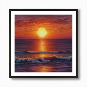 Sunset Over The Ocean 5 Art Print